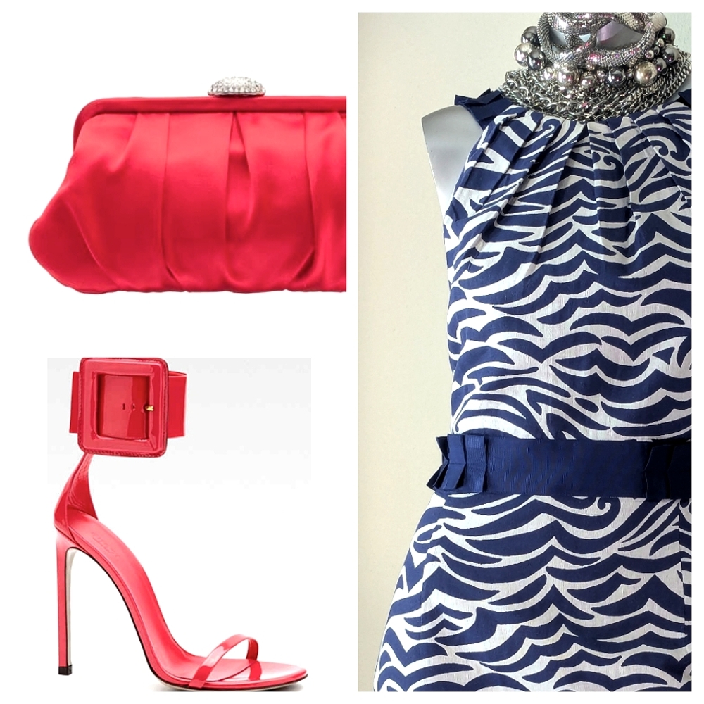 "ANTONIO MELANI" 100% Cotton Abstract Nautical Costal Tea Party Cocktail Dress - Picture 4 of 11